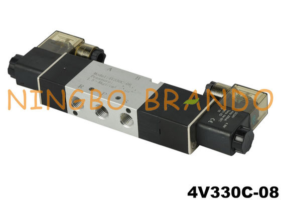 4V330C-08 شیر برقی پنوماتیکی مرکز بسته 5 راه 2 موقعیت 1/4 اینچ