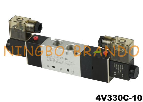 4V330C-10 3/8 اینچ شیر برقی دوگانه پنوماتیک کنترل هوا 24 ولت DC 220 ولت AC