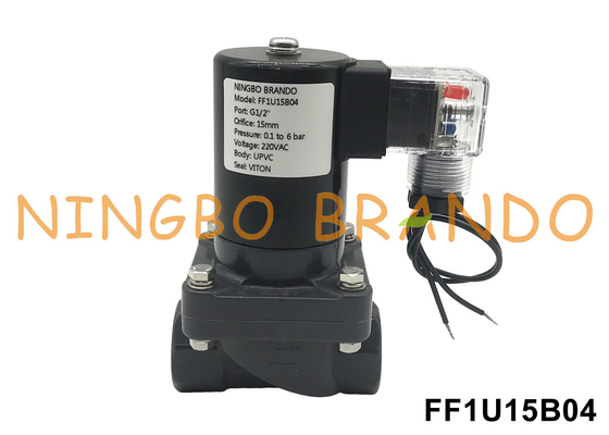 1/2'' ضد خوردگی UPVC سولناید دریچه برای اسید شیمیایی قلی 24V 110V 220V