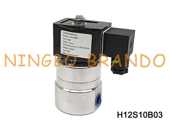 DN10 3/8 اینچ 300 بار شیر برقی فشار قوی فولاد ضد زنگ 220 ولت 24 ولت
