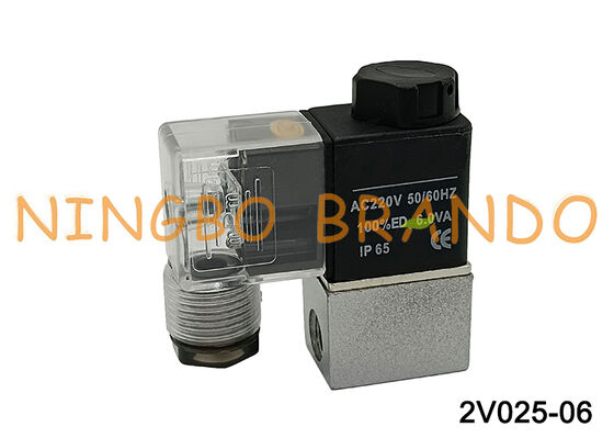 2V025-06 شیر برقی روغن آب هوای معمولی بسته G1/8'' 220V 110V 24V