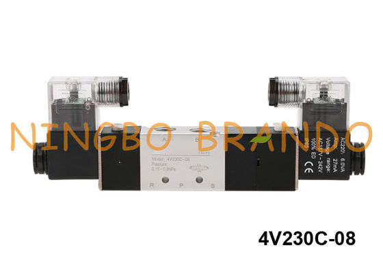 4V230C-08-DC24V شیر برقی پنوماتیک شیر Aertac 5/3 Way 24V DC