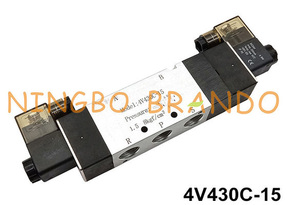 4V430C-15 5 پورت شیر ​​برقی پنوماتیک 3 موقعیت DC24V AC220V